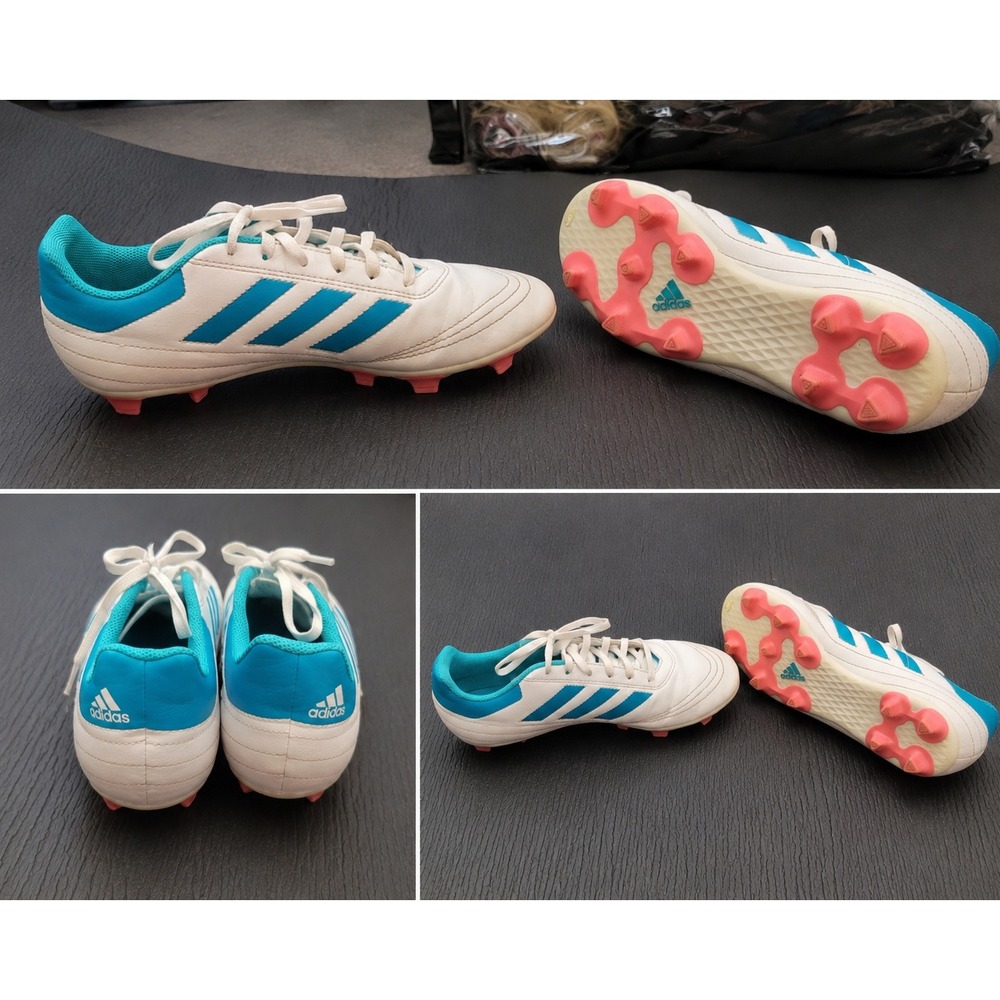 Adidas Goletto Soccer Cleats White Blue Pink Firm Ground Athletic Shoes Womens
